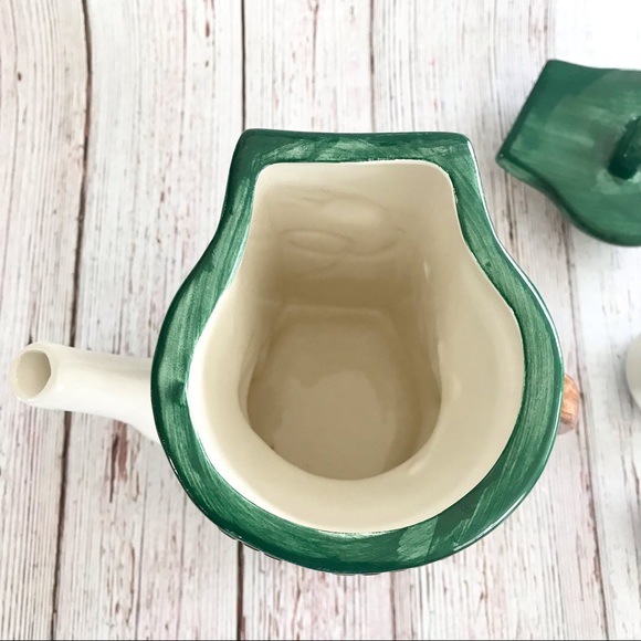 Vintage 1995 Cardinal Inc. Hand Painted Collectors Coffee Pot with Mini … - Picture 5 of 12